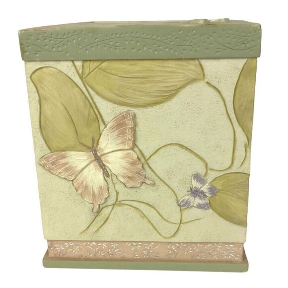 Charter Club Butterfly Tissue Box Holder Square Pastel Resin Hand Painted Decor - Picture 4 of 8